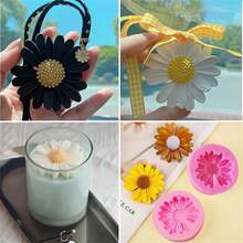 6pcs Flower Silicone Molds, Daisy Clay Mold, Plaster Mold, Candle Mold, Aromatherapy Wax Sheet Silicone Mold, Soap Mold, Suitable For Candles, Plaster, Resin, Clay, Concrete And Other Craft Projects - Multicolor - View 6