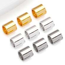 100 peças de contas de crimpagem para fabricação de joias, contas de crimpagem de latão banhadas a ouro 18K, tampas de cordão, contas de rolha soltas, contas de crimpagem de tubo para brincos, colares, pingentes, fabricação de joias faça você mesmo