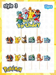 pokemon 1/12/13/25 PCS Pokemon Cake Plugin, Pikachu Party Cake Decoration Flag Power Strip, Big And Small Power Strip, The Best Holiday Gift For Good Friends, Party Atmosphere Decoration, Perfect Party Decoration, Home Decoration Ornaments, Perfect Room Decoration, Christmas Gift Valentine's Day, Ideal Friend Gifts For Birthday Celebrations, Souvenirs, Women's Souvenir, Cute Aesthetic, Valentine Day Gifts, Decorations, Home Decor, Valentines Gifts