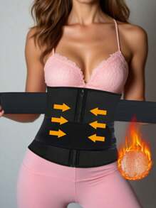 1 pieza Entrenador de cintura unisex, que induce la transpiración, corsé ajustador de cintura con cremallera de neopreno para moldear el núcleo y el abdomen, acelera la quema de grasa, mejor conformación corporal, cinturón de ejercicios adecuado para ejercicio, deporte en casa y caminar