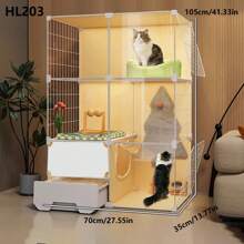 Cat Cage With Litter Box, Indoor Home Cat Condo, All-In-One Cat Bed, Litter Box, Cat Furniture For Apartment