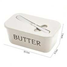 1 件，带盖黄油盘，聚丙烯材质黄油容器，易于舀取，非常适合厨房烘焙和作为礼物，密封黄油容器可放在台面或冰箱中，并可在洗碗机中清洗。