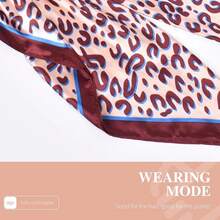 35 Inches Silk Head Scarf-Satin Hair Scarves Silk Bandana Scarf Headscarf For Women's Fashion Scarveshalloween - 酒紅色-豹紋 - 查看 3