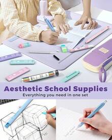 Four Candies 36PCS Aesthetic School Supplies, Mechanical Pencil Set 0.5mm, 0.7mm, 0.9mm & 2.0mm With 624 Lead Refills, Back To School Supplies Writing & Drawing, Stationary Set (Blue) - Purple - View 5