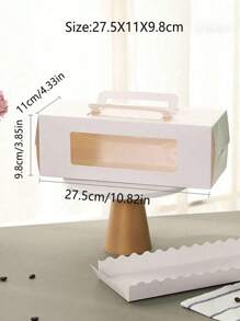 5/10 piezas Caja de embalaje para rollo de pastel con ventana transparente. Caja de regalo adecuada para rollos suizos, pasteles, cajas de mousse, rollos de toalla, pastelerías, adecuada para bodas, cumpleaños, Navidad, Halloween, cajas de regalo para fiestas, cajas de regalo, suministros de repostería