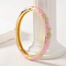 1 Stück neuer modischer chinesischer Stil Emaille Tropfenmuster Doppelschichten Armband, leicht luxuriös, individuell, süß, exquisit und schön, hochwertige Accessoire, geeignet für Frauen zum tragen bei täglichen, lässigen Veranstaltungen, Partys, Bars usw., auch als Geschenk geeignet