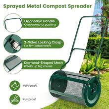 GOFLAME 27 Inch Compost Spreader Peat Moss Spreader With Upgrade U-Shaped Handle - Green - View 6