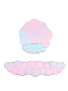 云朵鼠标垫护腕两件套 - 鼠标垫护腕套装包含云朵键盘护腕和云朵鼠标垫护腕。底部采用防滑设计，提供 5 种款式选择，适用于各种办公场景。