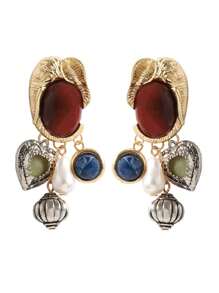 1 Pair Baroque Pearl Heart Lantern Pendant Shaped Earrings, Fashionable Jewelry Accessories For Women, Halloween
