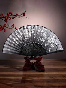 1 件 23 厘米中国风折叠手扇，7 英寸亚麻布扇，带龙骨竹框，适合舞蹈，礼物 - 彩色 - 查看 13