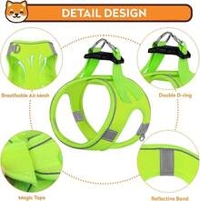 Dog Harness With Leash Set, No-Pull Step-In Reflective Pet Harness With 1 Leash Clips, Adjustable Soft Padded  Dog Vest Small Medium Large Dogs, Cats(Bright Red, XXXSmall)8GGY - 螢光 - 查看 4