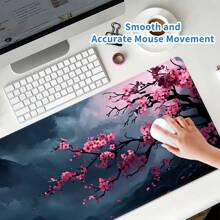 Grande tappetino per mouse con fiori di ciliegio in stile buio e malinconico, tappetino da scrivania per gaming, lavabile, con fondo in gomma antiscivolo, bordi cuciti, tappetino per mouse da regalo, protezione per scrivanie, tappetino per scrivania da studio, diverse opzioni di dimensione, tappetino per tastiera del computer, tappetino per laptop, forniture scolastiche, back to school