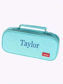 Personalized Pencil Case, Embroidered Text, Large Capacity Pencil Bag With 3 Compartments, Back To School Gift