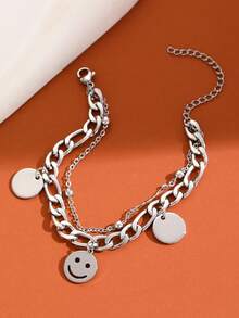 1枚時尚不鏽鋼雙層手鍊女士手鍊 - 銀色 - 查看 4