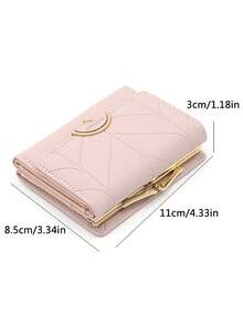 1pc Pink Trifold Fashionable Printed Compact Wallet For Women Wallet Mini Wallet Purse Wallet Small Wallet Cute Wallet Wallet - Pink - View 3