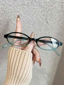 1 件女士时尚优雅椭圆形眼镜框，轻巧便携，精致展现独特风格 - 無色 - 查看 5