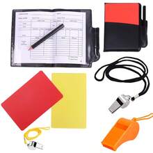 2pcs Soccer Referee Whistle Set, Referee Stainless Steel Whistles With Black Lanyard,Red And Yellow Cards With Notebook And Pencil,For Sports, Soccer, Football, Basketball