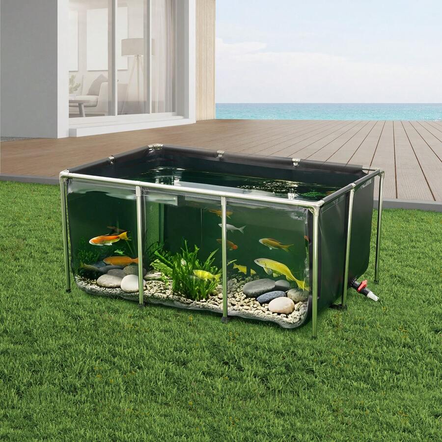 Photo inspiration: Goldfish Aquarium Drainage Accessories For Fish Reference: Canvas Fish Pond 270 Gal Above Ground Fish Pond Pvc