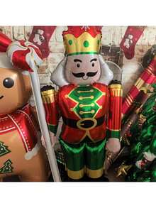 1pc Oversized Freestanding Lollipop Shaped Aluminum Foil Balloon With Nutcracker Soldier Design - Standing Candy Nut Soldier - View 11