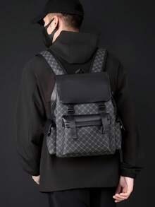 Fashionable Men's Large Capacity Backpack, Business Convenient Casual Laptop Bag, Stylish Travel Rucksack 2000s Style - Multicolor - View 12