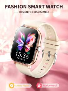 1pc Silicone Band Smart Watch With Wireless Calling, Step Tracker, Calorie Counter, Multi-Sport Modes, Remote Camera, Music Control, Alarm, Notification, 1.83" Full Touch Screen Compatible With Smartphones, Upgraded Version Suitable As A Gift