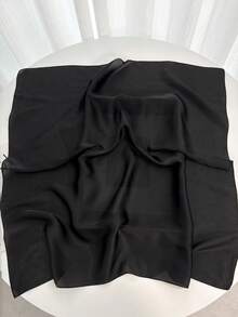1pc Solid Color Neckerchief, Women's Small Shawl Scarf Headband, 70x70cm Square Headscarf, Suitable For Dress Matching - Black - View 2