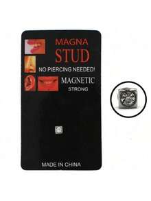 1 件新款极简嘻哈几何圆形假穿刺女士日常佩戴 - 銀色 - 查看 13