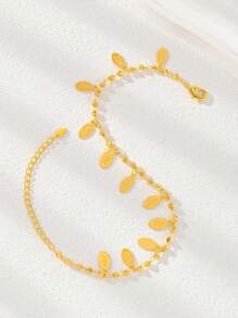 1pc 18k Gold Plated Minimalist Tassel Water Droplets Shaped Or Bell Pendant Anklet For Women & Girls Daily Wear