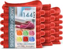 Microfiber Cleaning Cloth, Microfiber Towels For Cars 144 Pack Washcloths, Red Cleaning Rags, Reusable Microfiber Towel, Microfiber Cloth Rags For Cleaning, Lint Free Cloth - 紫紅色 - 查看 2
