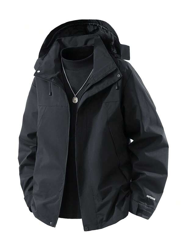 Spring & Autumn Men Lightweight Detachable Hooded Sportswear Jacket, Casual Outdoor Windbreaker, 2025 New Solid Color