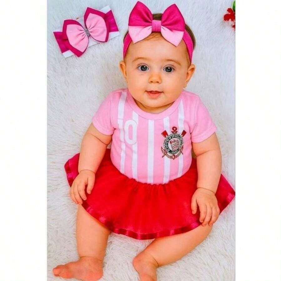 Kit Body Bebê + Saia Tule Menina - Rosa Bebê - Visão 1