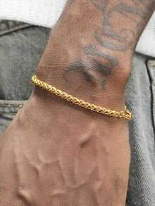 18K Gold Plated Hip Hop Street Style Gold Dragon Bone Chain Men's Bracelet, Stainless Steel Jewelry, Birthday Surprise Gift, Friendship Accessory - Keel Chain - View 2