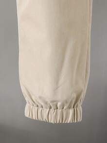 两件套幼儿男童半拉链长袖上衣和裤子套装，休闲运动风格，秋冬 - 卡其色 - 查看 6