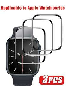 3sheets Screen Protector Compatible With Apple Watch Gift For Birthday, Family, Friends Watch Screen Protector, Watch Cover, Watch Accessories Waterproof Shockproof Anti-Fall Anti-Fall Scratch Resistant Anti-Fingerprint Full Cover - Black - View 2