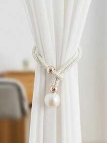 2Pcs/Set Pearl Curtain Tiebacks, Drape Pearl Tiebacks, Decorative Holders, Ropes Curtain Tie Backs For Window Drapery