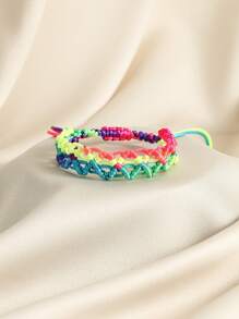 1 Stück buntes quadratisches Armband, handgewebtes Armband im bohemien Stil, modisches, elegantes und vielseitiges Paararmbband, geeignet für Strandurlaub und den täglichen Lässig Tragejeans, verstellbar