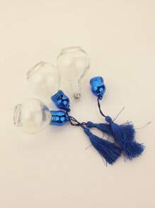 1pc|3pcs Pumpkin Shape 12ml Refillable Essential Oil Roller Bottle, Transparent Glass Perfume Liquid Stainless Steel Roll-On Empty Bottle With Tassel Cover, Blue