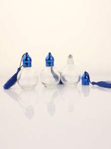 1pc|3pcs Pumpkin Shape 12ml Refillable Essential Oil Roller Bottle, Transparent Glass Perfume Liquid Stainless Steel Roll-On Empty Bottle With Tassel Cover, Blue