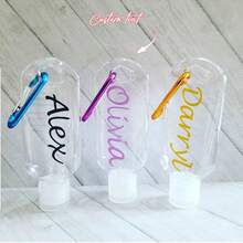 1PC Custom Personalized Hand Sanitizer Bottle Font C Vinyl | Travel Liquid Keychain Keyring 50ml Personal Dispenser For Alcohol Antibacterial Gel - 50ml - View 13