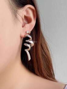 jealous young 1 cặp bông tai dài đính đá Cubic Zirconia hình học xoắn ốc phóng đại quyến rũ dành cho phụ nữ trong lễ hội đám cưới, lễ đính hôn, kỷ niệm ngày cưới, quà tặng trang sức - trắng - Xem 5