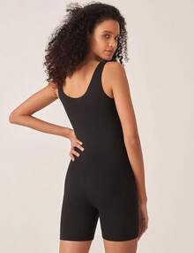Women's Maternity Bodysuit Pregnancy Shapewear Double Lined Sleeveless Tank Top Shorts Romper Jumpsuit - Black - View 4