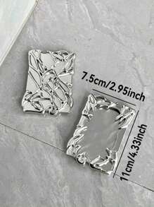 1 Stück, Silber, Harz, Metall-Stil, modelliert, Fotokartenhalter, Pop, Album, Fotoschutzkartenhalter, geeignet für 6,5*9,5cm/2,56*3,74 Zoll Foto, Schulanfang, Straykids, Skz, Straykids Kpop