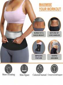 1 pieza Conjunto de sauna para hombres y mujeres Faja reductora de cintura para mujeres Banda de sudoración adecuada para faja abdominal y faja para la parte inferior del abdomen Cinturón de ejercicio adecuado para entrenamiento en el hogar, deportes y caminata