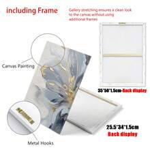 2 piezas Pintura en lienzo con estampado de flores abstracto moderno y lujoso en azul claro y dorado, póster de flores abstractas para decoración de sala de estar, dormitorio y estudio, sin marco - Azul - Ver 6