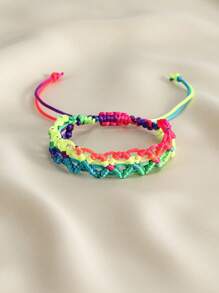 1 Stück buntes quadratisches Armband, handgewebtes Armband im bohemien Stil, modisches, elegantes und vielseitiges Paararmbband, geeignet für Strandurlaub und den täglichen Lässig Tragejeans, verstellbar