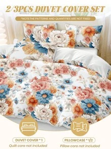 2/3pcs Duvet Cover Set, Floral Quilt Cover, Flower Bedding Set, Daisy And Rose, Skin-Friendly Comforter Cover Set, Soft And Comfortable Bedding Set For Bedroom, Printed Bedding Set, Washed Microfiber Duvet Cover, Breathable, Dustproof Non-Slip, Lightweight And Ailky Smooth,Suitable For All Seasons, For Twin/Queen/King,1pc Duvet Cover And 2/1pc Pillowcase, Perfect Holiday Gift,Fall Decor,Autumn Decor,Room Decor
