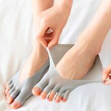 1 Paar Einheitsgröße Fünf-Finger-Offene-Zehen-Socken für Frauen, Sommersocken aus ultrafeinem Samt, rutschfest, unsichtbar, mit Zehen