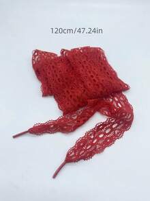 1Pair Lace Shoelace Flat Shoe Laces Hollow Out Shoestrings Accessories For Sneakers Canvas Shoes Ladies' Leather Shoes - Red - View 6