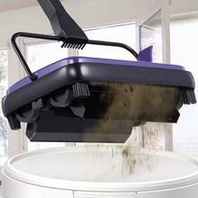 Carpet Sweeper, 6.7 In Sweeping Paths, Floor Sweeper Manual Non Electric, 300 Ml Dustbin Capacity With Comb For Home Office Rugs Hardwood Surfaces Wood Floors Laminate, Cleans Dust Pet Hair - 紫色 - 查看 11