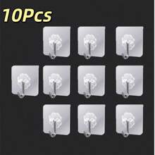 10Pcs Transparent Heart-Shaped Hook, Easy To Install, No Drilling Required, Strong Adhesion, Can Hang Keychains, Umbrellas, Bags, Towels, Etc., Casual Style, Can Be Used In Kitchens And Bathrooms, Wall Mounted Storage, Bathroom Decoration, Suitable For All Seasons, Holiday Gifts